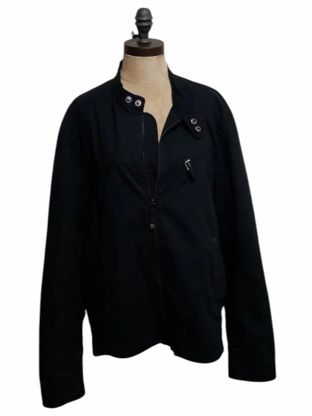 Guess Jeans Men’s Black Cotton Moto Jacket Large Red Mesh Lined